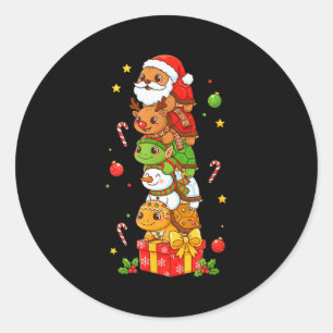 Funny Turtle Santa Elf Snowman Christmas Womens Me Classic Round Sticker