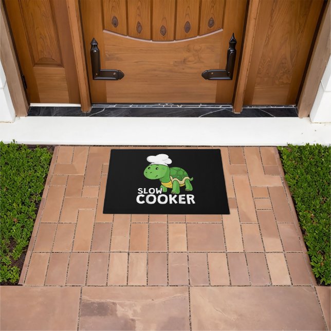 Funny Turtle Slow Cooker Chef Cooking Tortoise Doormat (Outdoor)