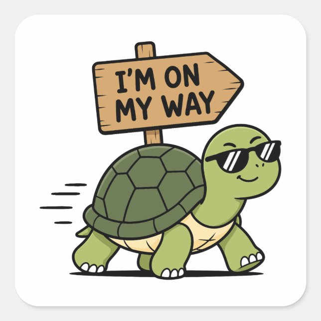 Funny Turtle Sticker – I'm On My Way (Front)
