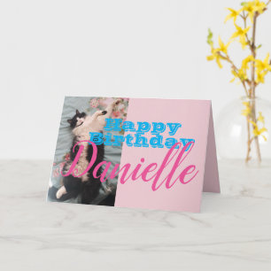 Funny Tuxedo Cat Happy Birthday Womans Name Card