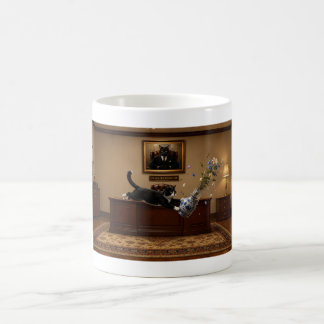 Funny Tuxedo Cat Knocking Over a Vase | Chaos  Coffee Mug
