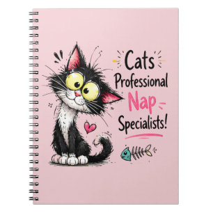 Funny Tuxedo Cat Professional Nap Specialist Notebook