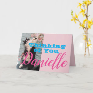 Funny Tuxedo Cat Thinking of You Womans Name Card