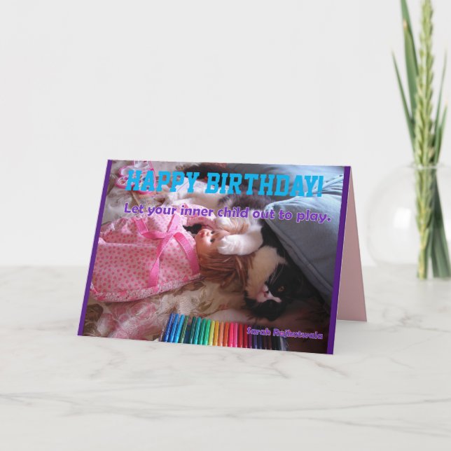 Funny Tuxedo Chat intérieur enfant heureux carte d (Devant)
