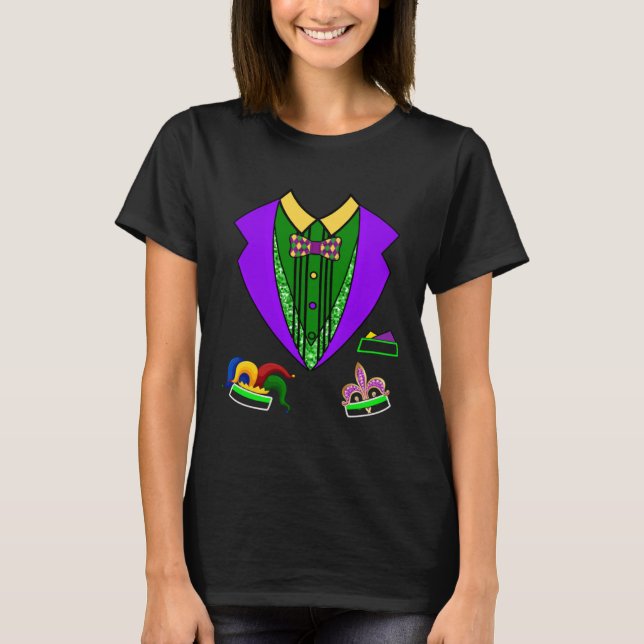 Funny Tuxedo Mardi Gras Suit Vest Party Festival B T-Shirt (Front)