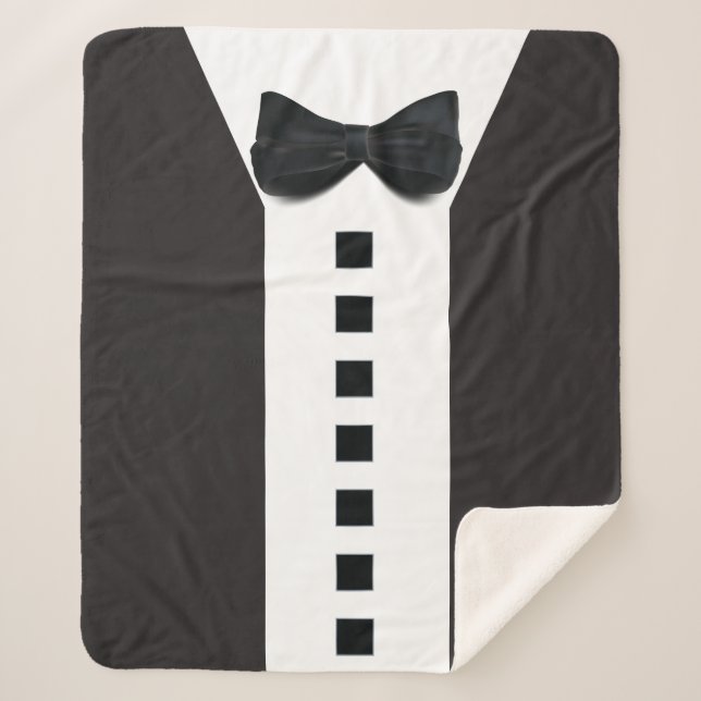 Funny Tuxedo 🎩 Minimalist Elegant  Sherpa Blanket (Front)