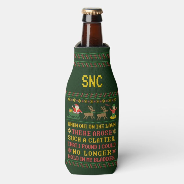 Funny Twas the Night Before Christmas Humourous V2 Bottle Cooler (Bottle Front)