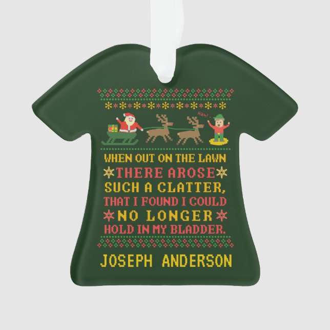 Funny Twas the Night Before Christmas Personalized Ornament (Front)