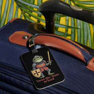 Funny T'was The 'Tism M'Lord Medieval Knight Frog Luggage Tag