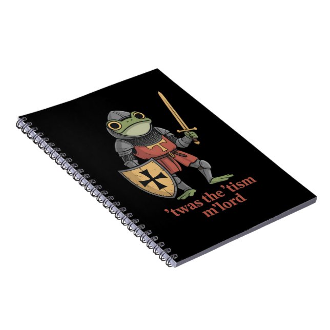 Funny T'was The 'Tism M'Lord Medieval Knight Frog  Notebook (Right Side)