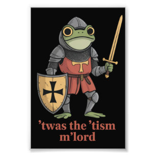 Funny T'was The 'Tism M'Lord Medieval Knight Frog  Photo Print