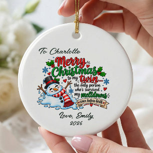 Funny Twin Christmas Ornament Gift