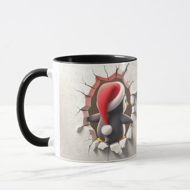 Funny Two-Sided Penguin Christmas Mug (Left)