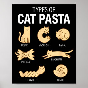 Funny Types Of Cat Pasta Cute Kawaii Cat Lover Men Poster