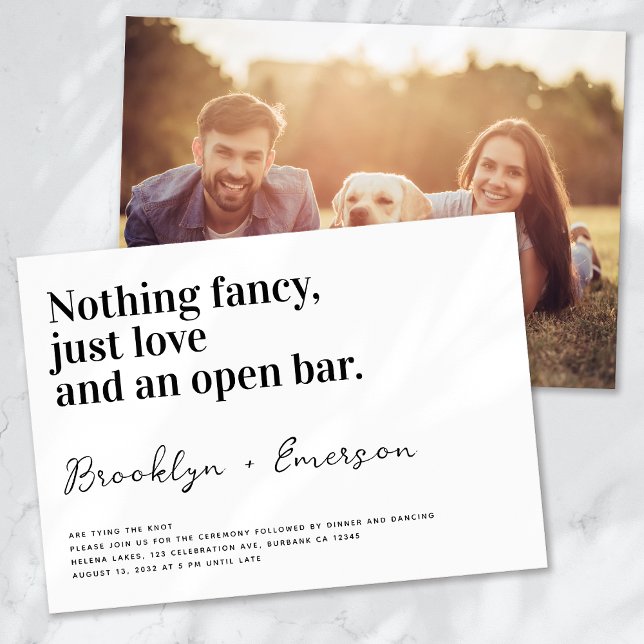 Funny Typography Black White Wedding Invitation (Creator Uploaded)