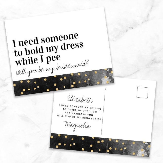 Funny Typography Bridesmaid Proposal Announcement Postcard (Creator Uploaded)