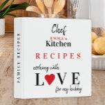 Funny typography family personalized cookbook binder<br><div class="desc">Personalized cooking with love for my hubby funny cute quote recipe cookbook binder for a cooking lover wife with modern black and red typography and a red heart over a white background. It could be a unique recipe organizer for your family recipes or a great keepsake gift for a chef....</div>