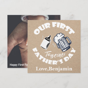 Funny Typography First Father's Day Photo Card