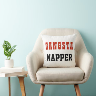 Funny Typography GANGSTA NAPPER Throw Pillow