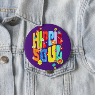 Funny Typography - HIPPIE SOUL 1 4 Inch Round Button