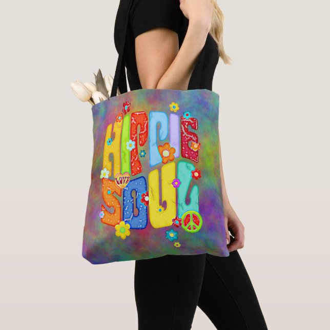 Funny Typography - HIPPIE SOUL 1 Tote Bag (Close Up)