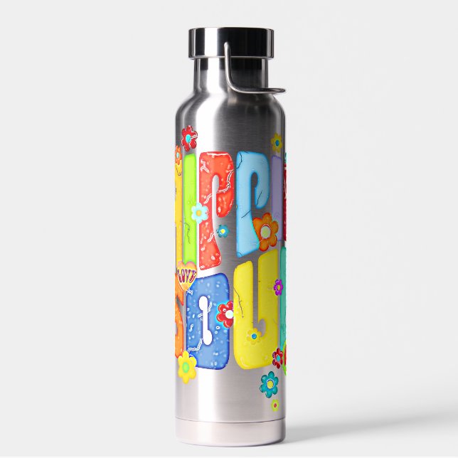 Funny Typography - HIPPIE SOUL 1 Water Bottle (Left)