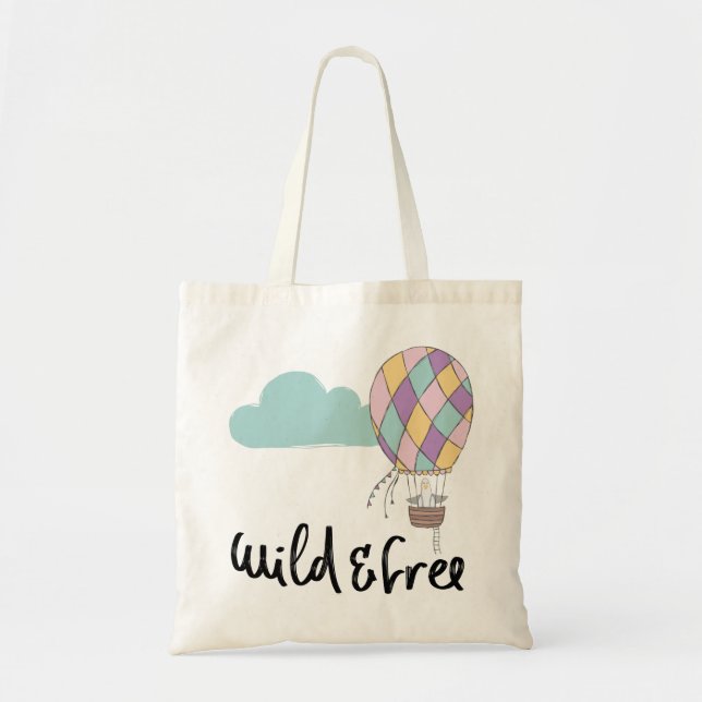 Funny Typography Hot Air Balloon Bird Tote Bag (Front)