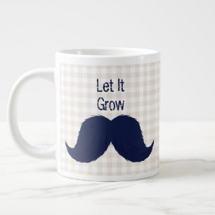 Funny typography moustache large coffee mug