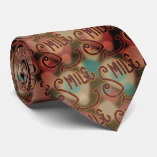 funny typography pattern neck tie