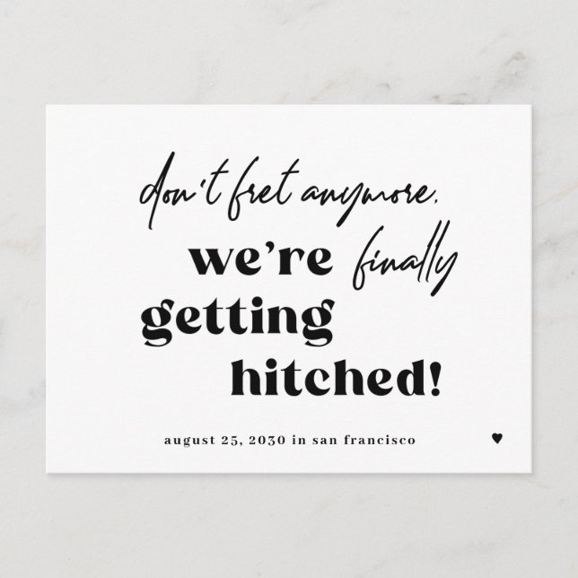 Funny typography quote wedding save the date announcement postcard (Front)