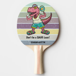 Funny Tyrannosaurus Rex Pink T-Rex Retro Custom Ping Pong Paddle