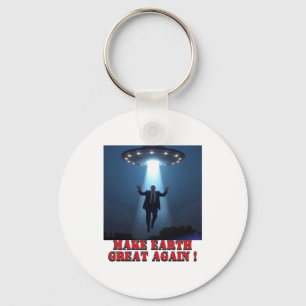 Funny Ufo Abduction Make Earth Great Again T Shirt Keychain