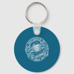Funny Ufo Alien Gaslighted Government Artwork Keychain
