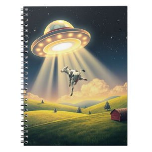 Funny UFO Cow Abduction Spiral Photo Notebook