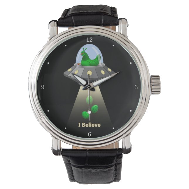 Funny UFO Green Chicken Egg Alien Abduction Watch (Front)
