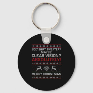 Funny Ugly Christmas Cataract Sweater Grandpa Gran Keychain