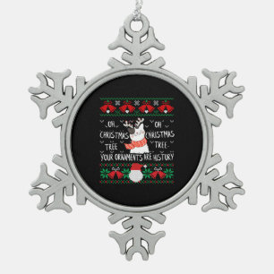 Funny Ugly Christmas Cats Christmas Tree Snowflake Pewter Christmas Ornament