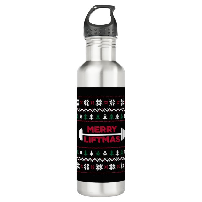 Funny Ugly christmas lifting gym graphic - 710 Ml Water Bottle (Front)
