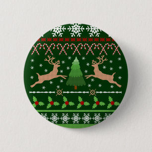 Funny Ugly Christmas Sweater 2 Inch Round Button