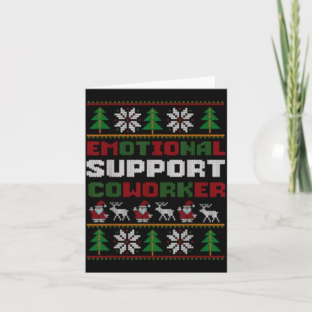 Funny Ugly Christmas Sweater Emotional Suprt Cowor Card (Front)