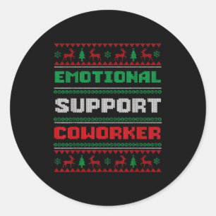Funny Ugly Christmas Sweater Emotional Suprt Cowor Classic Round Sticker