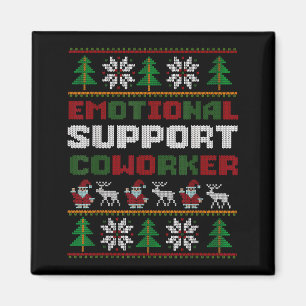 Funny Ugly Christmas Sweater Emotional Suprt Cowor Magnet