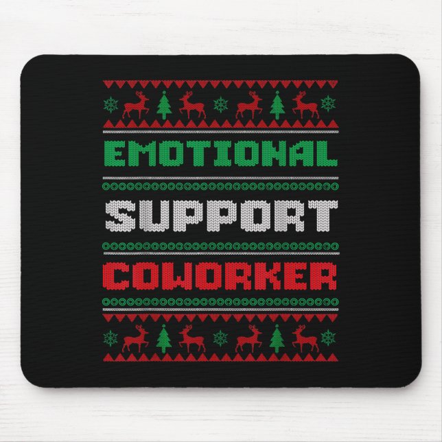 Funny Ugly Christmas Sweater Emotional Suprt Cowor Mouse Pad (Front)