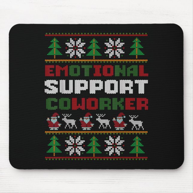 Funny Ugly Christmas Sweater Emotional Suprt Cowor Mouse Pad (Front)