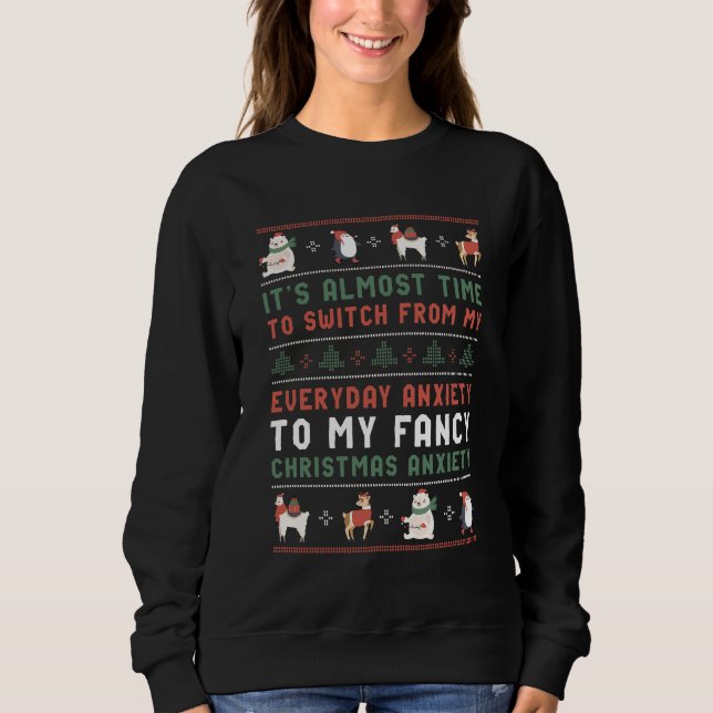 Funny Ugly Christmas Sweater Fancy Xmas Anxiety (Front)