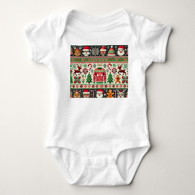 Funny Ugly Christmas Sweater Infant Bodysuit (Front)