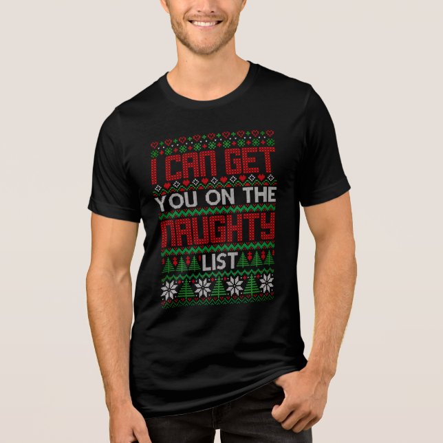 Funny Ugly Christmas Sweater Naughty List Knit (Front)