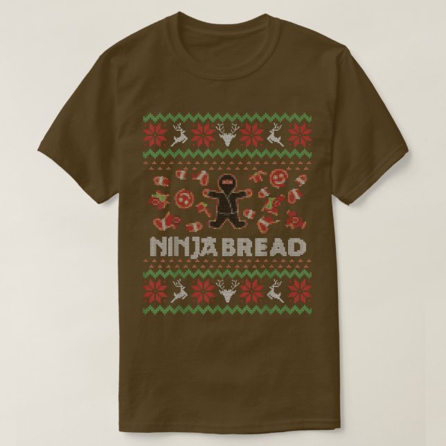 Funny Ugly Christmas Sweater Ninja Bread Gingerbre (Design Front)