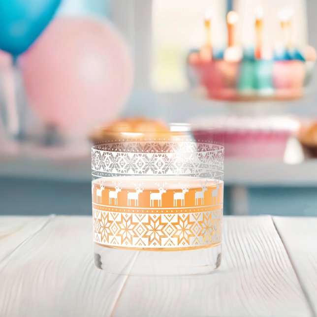 Funny Ugly Christmas Sweater Nordic Reindeer  Whiskey Glass (Insitu (Baby Shower))