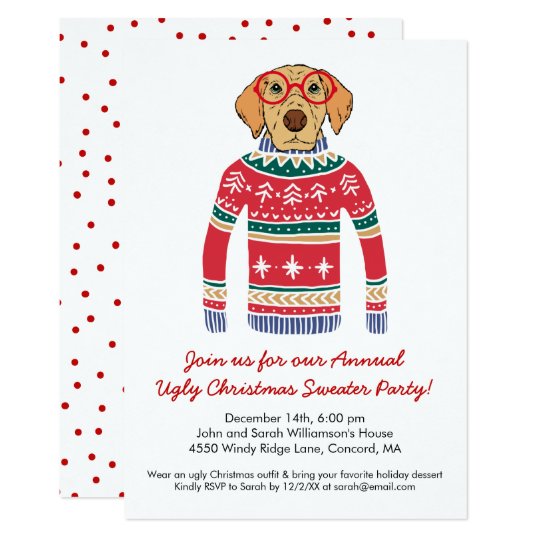 Funny Ugly Christmas Sweater Party Cute Dog Card